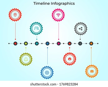 Abstract business Timeline infographic template with 8 icons color background