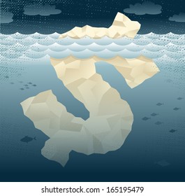 Abstract Business Tip of the Dollar Iceberg. Great illustration of a Business themed Tip of the Iceberg shaped as a Dollar sign.