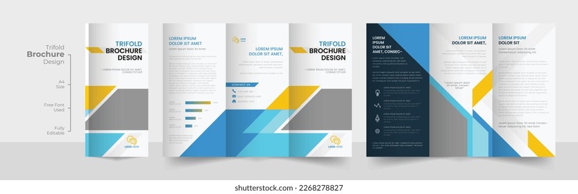 Abstract business trifold brochure design vector, Modern, Creative and Professional tri fold brochure