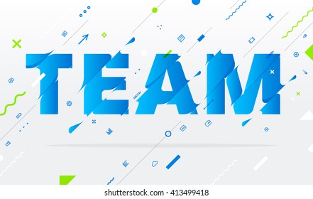 Abstract Business Typographic Vector Illustration. Team Concept. Liquid Letters.