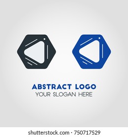Abstract Business Vector Logo Template in Black And Blue Hexagon. Unique Up Arrow Vector Illustration.