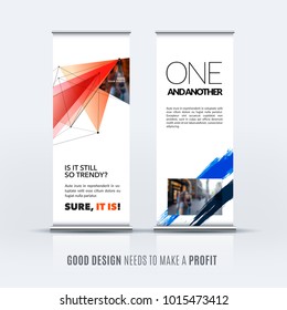 Abstract business vector set of modern roll up banner stand design