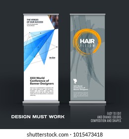 Abstract business vector set of modern roll up banner stand design