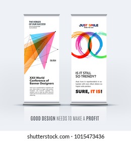 Abstract business vector set of modern roll up banner stand design