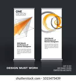Abstract business vector set of modern roll up banner stand design