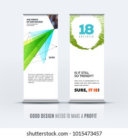 Abstract business vector set of modern roll up banner stand design