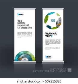 Abstract business vector set of modern roll Up Banner stand design template with half target, rainbow, circles for exhibition, fair, show, exposition, expo, presentation, festival, parade, events.