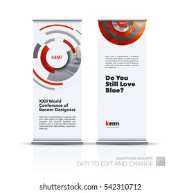 Abstract business vector set of modern roll Up Banner stand design template with circles, of rounds for strategy for exhibition, fair, show, exposition, expo, presentation, festival, parade, events.