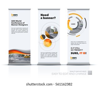 Abstract business vector set of modern roll Up Banner stand design template with soft waves, smooth shapes for exhibition, fair, show, exposition, expo, presentation, festival, parade, events.