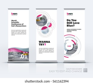 Abstract business vector set of modern roll Up Banner stand design template with soft waves, smooth shapes for exhibition, fair, show, exposition, expo, presentation, festival, parade, events.