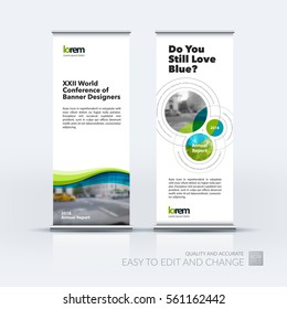 Abstract business vector set of modern roll Up Banner stand design template with soft waves, smooth shapes for exhibition, fair, show, exposition, expo, presentation, festival, parade, events.