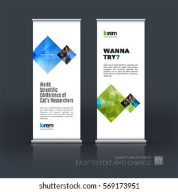 Abstract business vector set of modern roll Up Banner stand design template with rectangles, geometric shapes for exhibition, fair, show, exposition, expo, presentation, parade, events.