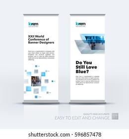 Abstract business vector set of modern roll Up Banner stand design template with many grey rectangles, squares for exhibition, show, exposition, expo, presentation, parade, events.