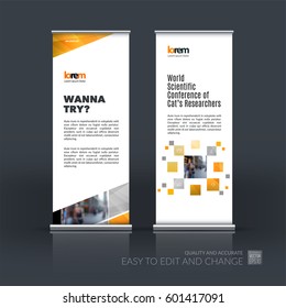Abstract business vector set of modern roll Up Banner stand design template with yellow diagonal geometric shapes for exhibition, show, exposition, expo, presentation, parade, events.
