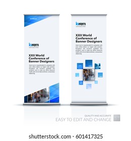 Abstract business vector set of modern roll Up Banner stand design template with yellow diagonal geometric shapes for exhibition, show, exposition, expo, presentation, parade, events.