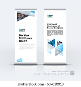 Abstract business vector set of modern roll Up Banner stand design template with grey diagonal, triangular shapes for exhibition, show, exposition, expo, presentation, parade, events.