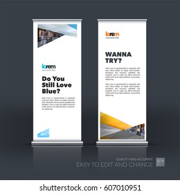 Abstract business vector set of modern roll Up Banner stand design template with colourful diagonal, triangular shapes for exhibition, show, exposition, expo, presentation, parade, events.