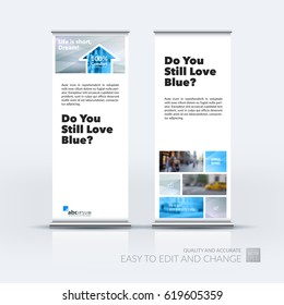 Abstract business vector set of modern roll Up Banner stand design template with grey building shapes for construction, house home theme for exhibition, show, expo, presentation, parade, events
