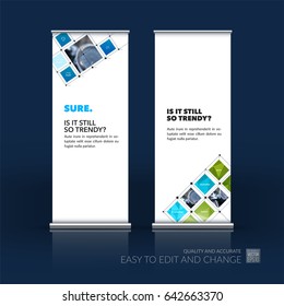 Abstract business vector set of modern roll Up Banner stand design template with colourful rectangular shapes, grid for tech, market, exhibition, show, expo, presentation, parade, events.