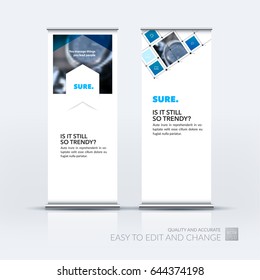 Abstract business vector set of modern roll Up Banner stand design template with colourful rectangles, arrows, shadows for tech, market, exhibition, show, expo, presentation, parade, events.