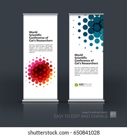 Abstract business vector set of modern roll Up Banner stand design template with colourful geometric shapes for tech, market, exhibition, show, expo, presentation, parade, events.