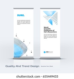 Abstract business vector set of modern roll Up Banner stand design template with colourful soft triangular shapes for tech, market, exhibition, show, expo, presentation, parade, events.