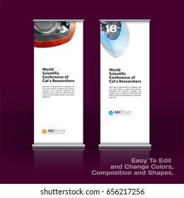 Abstract business vector set of modern roll Up Banner stand design template with colourful soft, pebble shapes for eco, market, exhibition, show, expo, presentation, parade, events.