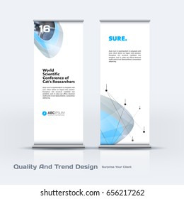 Abstract business vector set of modern roll Up Banner stand design template with grey soft, pebble shapes for eco, market, exhibition, show, expo, presentation, parade, events.