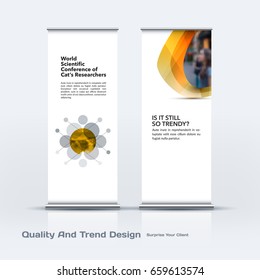 Abstract business vector set of modern roll Up Banner stand design template with colourful rounds, circles, dots for eco, market, exhibition, show, expo, presentation, parade, events.