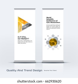 Abstract business vector set of modern roll Up Banner stand design template with colourful triangles