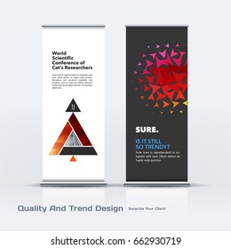 Abstract business vector set of modern roll Up Banner stand design template with colourful triangles