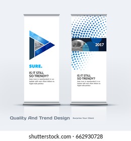 Abstract business vector set of modern roll Up Banner stand design template with colourful triangles