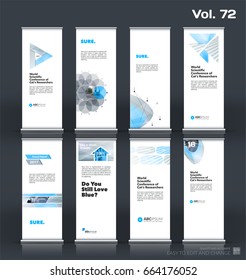 Abstract business vector set of modern roll Up Banner stand design template with grey geometric shapes for eco, market, exhibition, show, expo, presentation, fair, events.