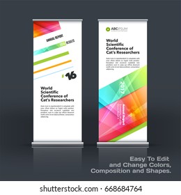 Abstract business vector set of modern roll Up Banner stand design template with colourful lines