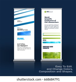 Abstract business vector set of modern roll Up Banner stand design template with colourful lines