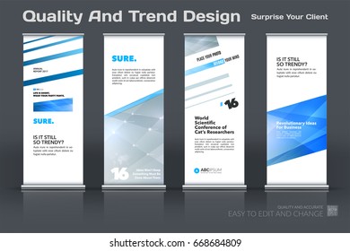 Abstract business vector set of modern roll Up Banner stand design template with colourful lines
