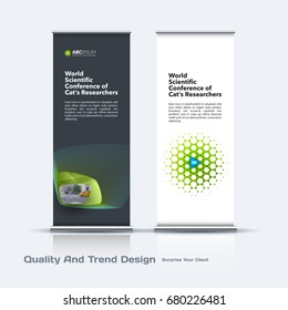 Abstract business vector set of modern roll Up Banner stand design template with colourful soft, rounded shapes