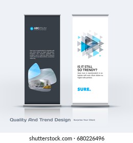 Abstract business vector set of modern roll Up Banner stand design template with colourful soft, rounded shapes