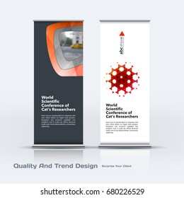 Abstract business vector set of modern roll Up Banner stand design template with colourful soft, rounded shapes