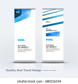 Abstract business vector set of modern roll Up Banner stand design template with colourful soft, rounded shapes