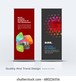 Abstract business vector set of modern roll Up Banner stand design template with colourful soft, rounded shapes