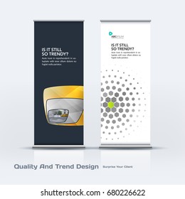 Abstract business vector set of modern roll Up Banner stand design template with colourful soft, rounded shapes