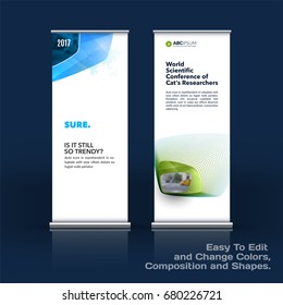 Abstract business vector set of modern roll Up Banner stand design template with colourful soft, rounded shapes