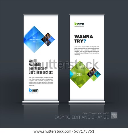 Abstract business vector set of modern roll Up Banner stand design template with rectangles, geometric shapes for exhibition, fair, show, exposition, expo, presentation, parade, events.