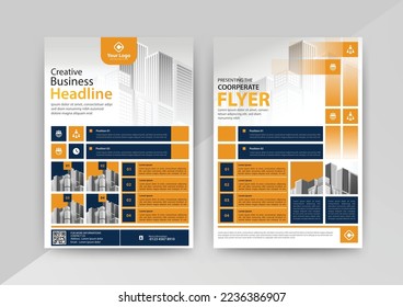 Abstract Business vector template for Brochure, Annual Report, Magazine, Poster, Corporate Presentation, Portfolio, Flyer, Market, infographic with yellow and blue color size A4