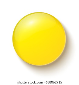 Abstract business web design concept with yellow glossy blank round button on white background isolated vector illustration