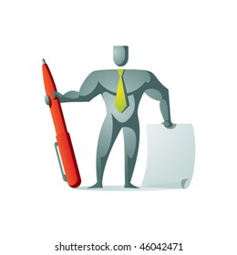 Abstract businessman with contract