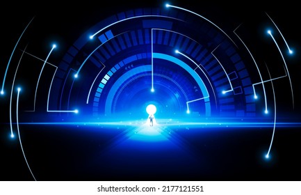 Abstract businessman Door open Light of technology background Hitech communication concept innovation background vector design. 