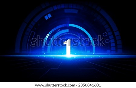 Abstract businessman Door open Light Number 1 of technology background Hitech communication concept innovation background vector design. 