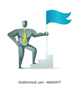 Abstract businessman with flag